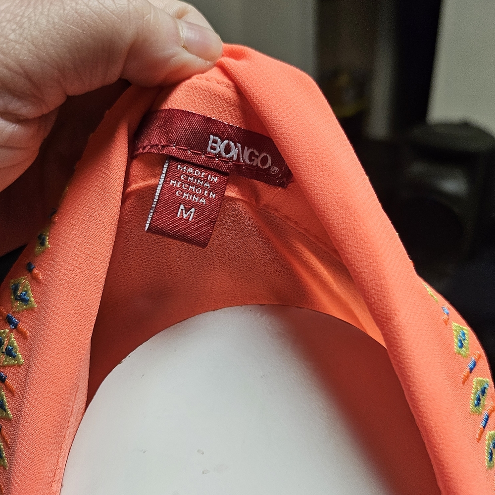 BONGO Orange Embroidered Women's Top - Picture 3 of 4